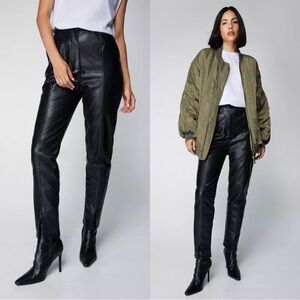 NWT NASTY GAL Vegan Split Front Faux Leather Pants Sz 4